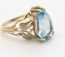 Load image into Gallery viewer, Vintage: Statement 9ct Gold Pear-Cut Swiss Blue Topaz Cocktail Ring
