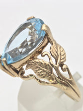 Load image into Gallery viewer, Vintage: Statement 9ct Gold Pear-Cut Swiss Blue Topaz Cocktail Ring
