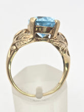 Load image into Gallery viewer, Vintage: Statement 9ct Gold Pear-Cut Swiss Blue Topaz Cocktail Ring
