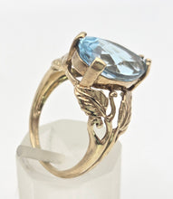 Load image into Gallery viewer, Vintage: Statement 9ct Gold Pear-Cut Swiss Blue Topaz Cocktail Ring
