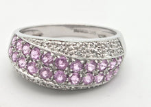 Load image into Gallery viewer, 2234 Vintage; 9ct White Gold Pin Sapphires Diamonds Dress ring- Thrilling
