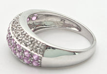 Load image into Gallery viewer, 2234 Vintage; 9ct White Gold Pin Sapphires Diamonds Dress ring- Thrilling
