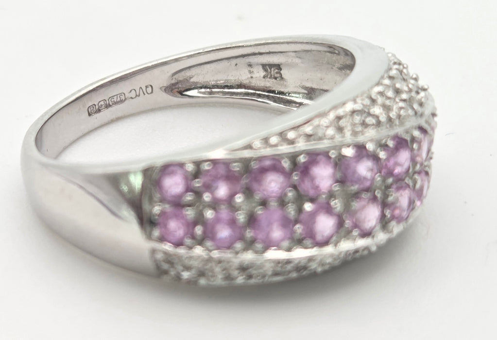 2234 Vintage; 9ct White Gold Pin Sapphires Diamonds Dress ring- Thrilling