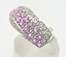 Load image into Gallery viewer, 2234 Vintage; 9ct White Gold Pin Sapphires Diamonds Dress ring- Thrilling
