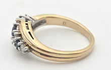 Load image into Gallery viewer, 2249 Vintage: 9ct Gold Cornflower Blue Sapphires Natural Diamonds Crossover Ring
