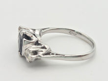 Load image into Gallery viewer, 6098 Vintage:18ct White Gold French Blue Sapphire Full Cut Diamonds Ring- From 1976
