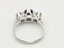 Load image into Gallery viewer, 6098 Vintage:18ct White Gold French Blue Sapphire Full Cut Diamonds Ring- From 1976

