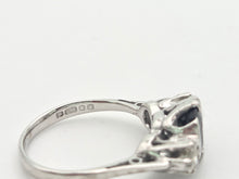 Load image into Gallery viewer, 6098 Vintage:18ct White Gold French Blue Sapphire Full Cut Diamonds Ring- From 1976
