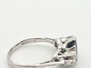 6098 Vintage:18ct White Gold French Blue Sapphire Full Cut Diamonds Ring- From 1976