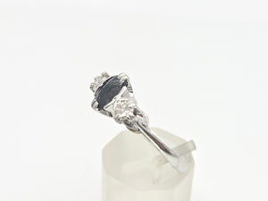6098 Vintage:18ct White Gold French Blue Sapphire Full Cut Diamonds Ring- From 1976
