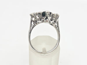6098 Vintage:18ct White Gold French Blue Sapphire Full Cut Diamonds Ring- From 1976