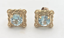 Load image into Gallery viewer, 1118 Vintage: Petite 9ct Gold Swiss Blue Topaz Necklace, Pendant, Earrings Set
