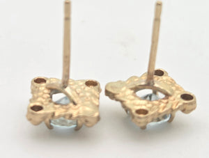 1118 Vintage: Petite 9ct Gold Swiss Blue Topaz Necklace, Pendant, Earrings Set