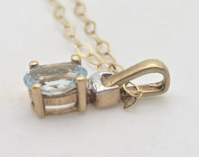 Load image into Gallery viewer, 1118 Vintage: Petite 9ct Gold Swiss Blue Topaz Necklace, Pendant, Earrings Set
