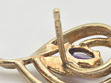Load image into Gallery viewer, 2209 Vintage: 9ct Gold Openwork Amethyst Stud Earrings
