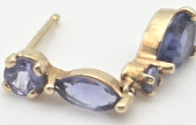 Load image into Gallery viewer, 2214 Vintage: 9ct Gold Iolite &amp; Tanzanite Drop Stud Earrings
