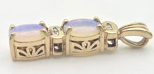 Load image into Gallery viewer, 2219: Vintage: 9ct Gold White Opals Natural Diamonds Pendulum Pendant
