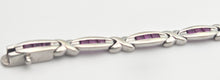 Load image into Gallery viewer, 2221 Vintage: 18ct White Gold Princess Cut Rubies Link Bracelet (18.5cm)
