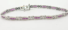 Load image into Gallery viewer, 2221 Vintage: 18ct White Gold Princess Cut Rubies Link Bracelet (18.5cm)
