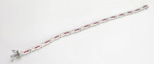Load image into Gallery viewer, 2221 Vintage: 18ct White Gold Princess Cut Rubies Link Bracelet (18.5cm)

