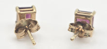 Load image into Gallery viewer, Vintage: Petite 9ct Gold Princess Cut Almandine Garnet Stud Earrings
