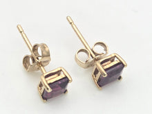 Load image into Gallery viewer, Vintage: Petite 9ct Gold Princess Cut Almandine Garnet Stud Earrings
