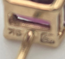 Load image into Gallery viewer, Vintage: Petite 9ct Gold Princess Cut Almandine Garnet Stud Earrings
