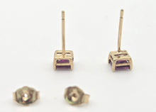 Load image into Gallery viewer, Vintage: Petite 9ct Gold Princess Cut Almandine Garnet Stud Earrings
