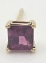 Load image into Gallery viewer, Vintage: Petite 9ct Gold Princess Cut Almandine Garnet Stud Earrings

