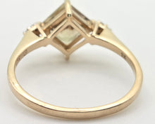 Load image into Gallery viewer, 2223 Vintage: 9ct Gold Square Cut Peridot 6 Natural Diamonds Dress Ring

