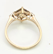 Load image into Gallery viewer, 2223 Vintage: 9ct Gold Square Cut Peridot 6 Natural Diamonds Dress Ring
