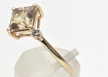 Load image into Gallery viewer, 2223 Vintage: 9ct Gold Square Cut Peridot 6 Natural Diamonds Dress Ring
