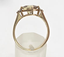 Load image into Gallery viewer, 2223 Vintage: 9ct Gold Square Cut Peridot 6 Natural Diamonds Dress Ring
