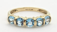 Load image into Gallery viewer, 2230 Vintage: 9ct Gold 5 Swiss Blue Topaz Stacker/Half-Hoop Ring
