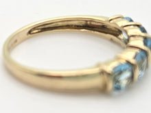 Load image into Gallery viewer, 2230 Vintage: 9ct Gold 5 Swiss Blue Topaz Stacker/Half-Hoop Ring
