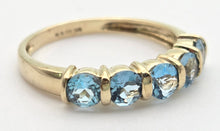 Load image into Gallery viewer, 2230 Vintage: 9ct Gold 5 Swiss Blue Topaz Stacker/Half-Hoop Ring
