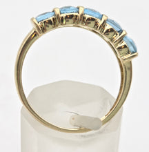 Load image into Gallery viewer, 2230 Vintage: 9ct Gold 5 Swiss Blue Topaz Stacker/Half-Hoop Ring
