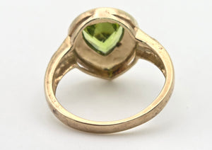 2232 ld Shield-- Cut Peridot Ornate Signet Ring