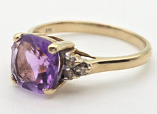 Load image into Gallery viewer, 2235 Vintage: 9ct Gold Cushion Cut Lilac Amethyst Diamond Dress Ring
