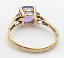 Load image into Gallery viewer, 2235 Vintage: 9ct Gold Cushion Cut Lilac Amethyst Diamond Dress Ring
