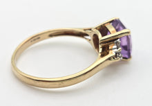 Load image into Gallery viewer, 2235 Vintage: 9ct Gold Cushion Cut Lilac Amethyst Diamond Dress Ring
