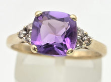 Load image into Gallery viewer, 2235 Vintage: 9ct Gold Cushion Cut Lilac Amethyst Diamond Dress Ring
