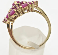 Cargar imagen en el visor de la galería, 2237 Vintage: 9ct Gold 21 Rubies Statement Cluster Ring- Wow

