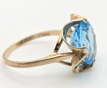 Load image into Gallery viewer, Vintage: 9ct Gold Faceted Cut Swiss Blue Topaz ring - From 1976
