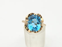 Load image into Gallery viewer, Vintage: 9ct Gold Faceted Cut Swiss Blue Topaz ring - From 1976

