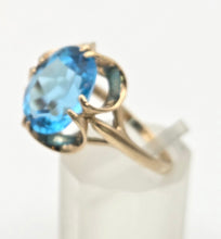 Load image into Gallery viewer, Vintage: 9ct Gold Faceted Cut Swiss Blue Topaz ring - From 1976

