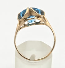 Load image into Gallery viewer, Vintage: 9ct Gold Faceted Cut Swiss Blue Topaz ring - From 1976
