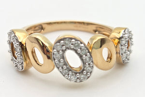 2240 Vintage: 9ct Gold Openwork 29 Natural Diamonds (0.33ct)  Dress Ring