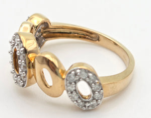 2240 Vintage: 9ct Gold Openwork 29 Natural Diamonds (0.33ct)  Dress Ring