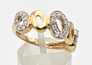 2240 Vintage: 9ct Gold Openwork 29 Natural Diamonds (0.33ct)  Dress Ring